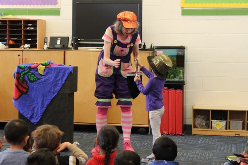 Magic clown performing