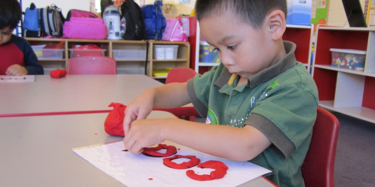 Student doing arts & crafts