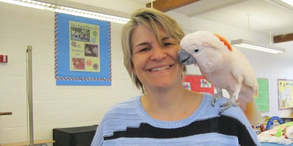 Laurie and a cockatoo